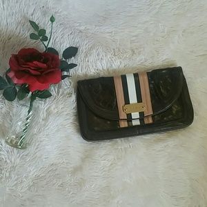 L.A.M.B EUC brown leather clutch gold hardware